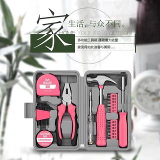 Bộ hộp công cụ gia dụng màu hồng Phần cứng Cờ lê Allen Kìm tuốc nơ vít Daquan Bộ sửa chữa nhà hàng ngày