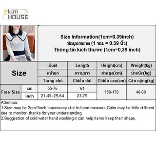 PlumHOUSE Áo Len Dệt Kim Mỏng Cổ Búp Bê Màu Sắc Tương Phản Cho Nữ