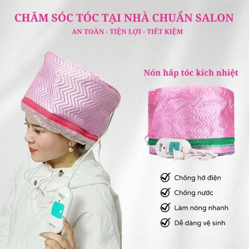 Mũ hấp tóc tại nhà loại 1, mũ ủ tóc nhiệt tại nhà cao cấp 3 chế độ nóng tiện lợi | Trunghair