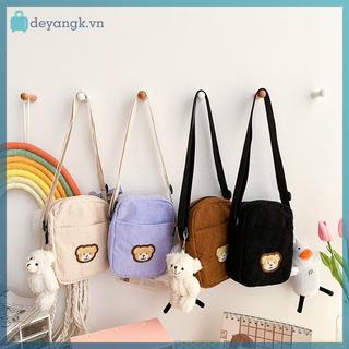 Deyangk Di Động Corduroy Gấu Điện Thoại Túi Đeo Ngang Điện Thoại Di Động Ví Đựng Tiền Xu Thời Trang Đeo Chéo Túi Nhỏ Corduroy Túi VN