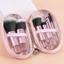 EBINLANDS 10 Cái / bộ Bộ Cọ Trang Điểm, Tay Cầm Pha Lê Dụng Cụ Trang Điểm Túi Bảo Quản Bàn Chải Trang Điểm, Bộ Làm Đẹp Di Động Bàn Chải Blusher Sợi Nhân Tạo