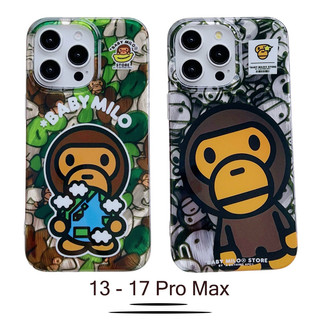 Sợi lông vũ imd ngụy trang bé milo nhãn chuối khỉ Vỏ cho iPhone 17 16 15 14 13 Pro Max
