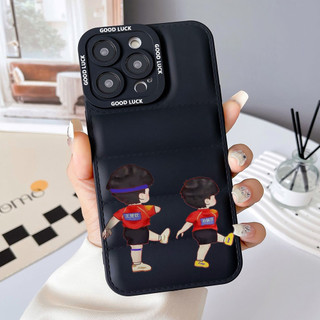 Ốp điện thoại minh họa Shatou vui nhộn cho iPhone 17 / 17Air / 16E / 15 Plus / 14 / 13 / 12 / 11 / Pro Max. Chống sốc rơi. Hộp đựng túi khí kiểu áo khoác silicon lỏng che phủ toàn diện