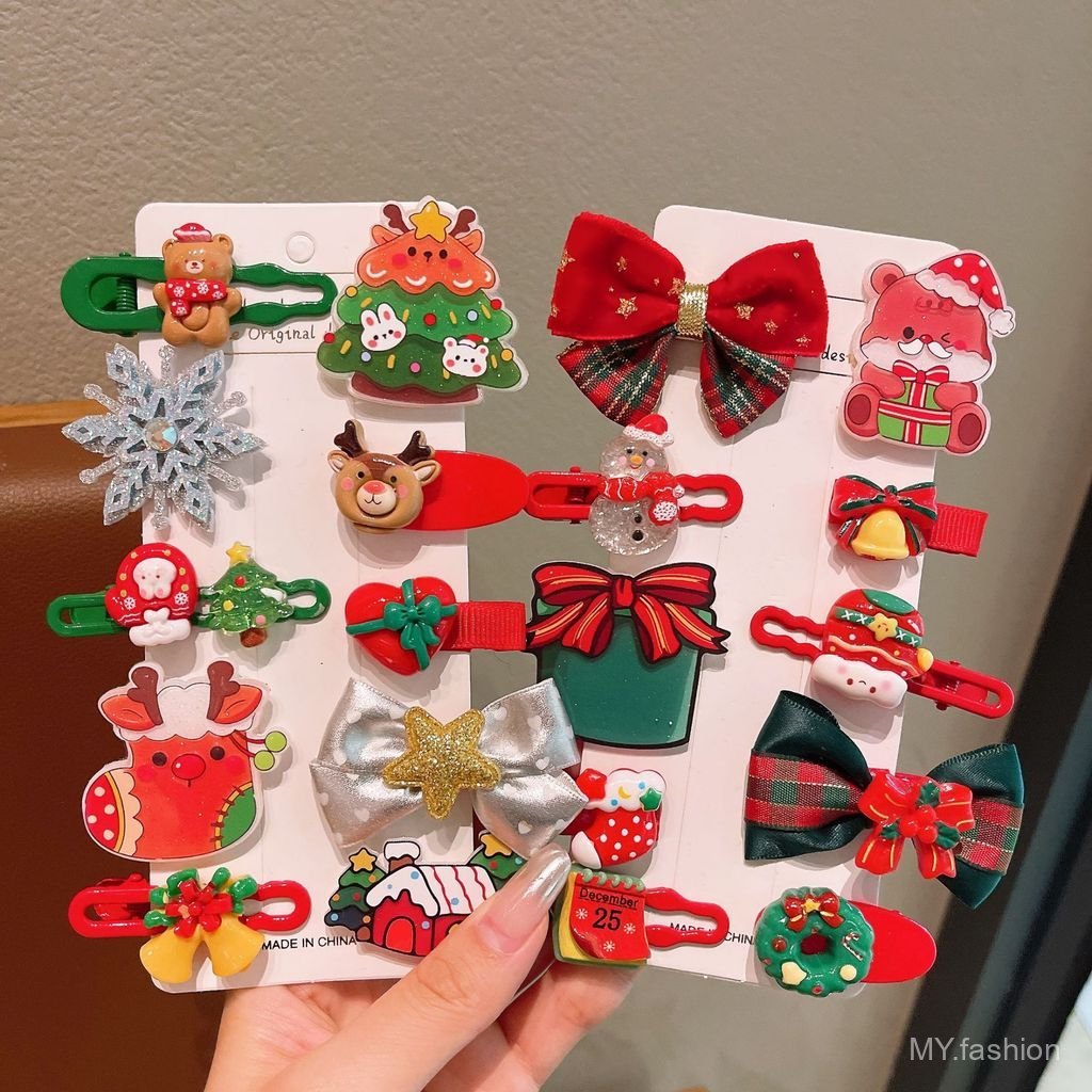 Bộ dây cao su kẹp tóc ông già Noel Giáng sinh cho trẻ em mới
