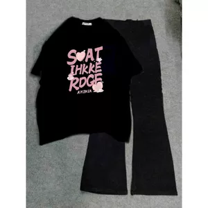 "Bộ đồ nữ quần ống loe phối áo phông cotton tay ngắn thời trang bốn mùa xinh-QUANAO94