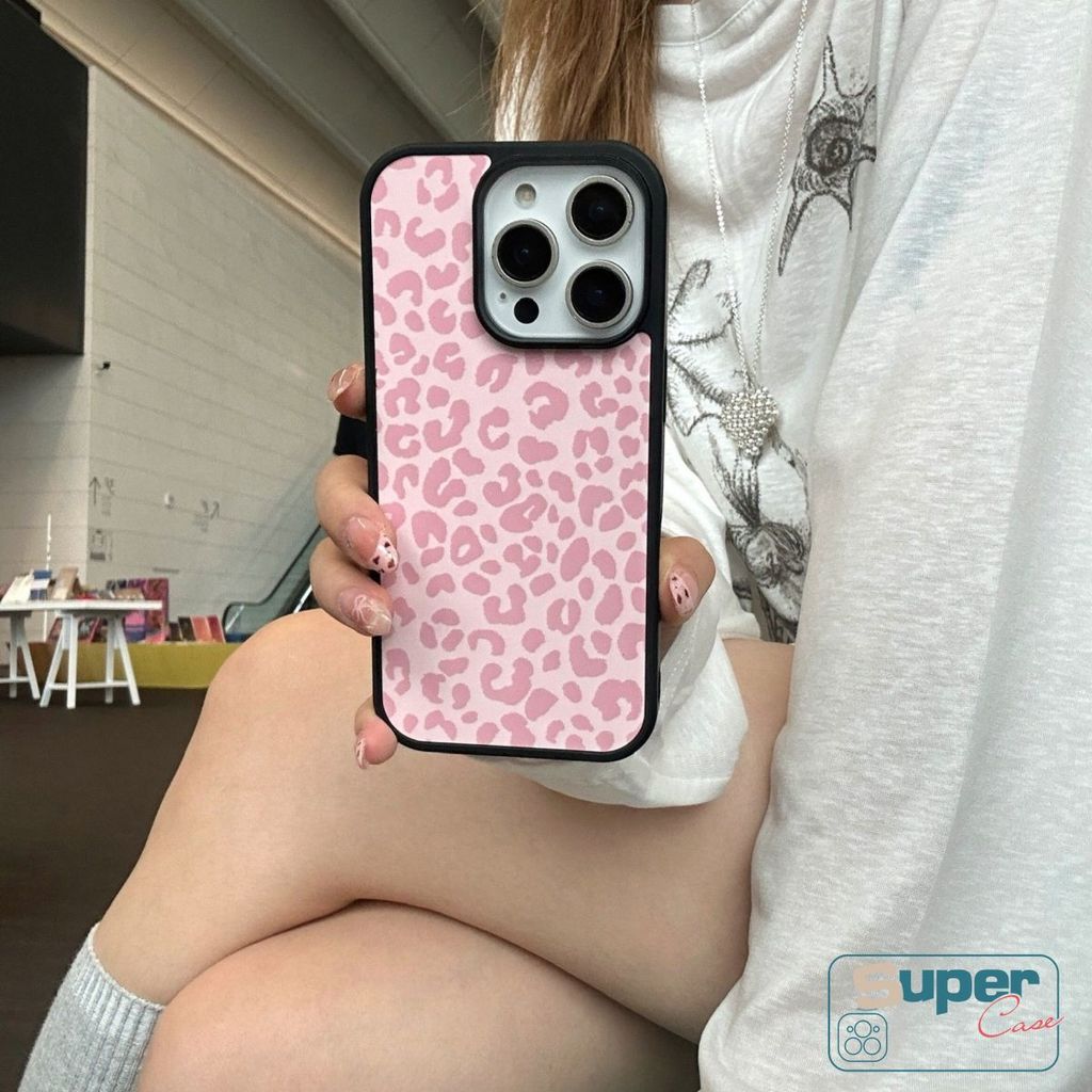 Ốp Lưng Tương Thích Cho iPhone 13 16 15 11 17 12 14 Pro Max Air 14 16 15 Plus Thời Trang Ngọt Ngào Hồng Tím Xanh Da Báo In Acrylic Sang Trọng