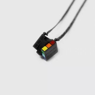 Vòng cổ tráng men cầu vồng Heart Rubik's Cube, thời trang cho áo len và xương đòn