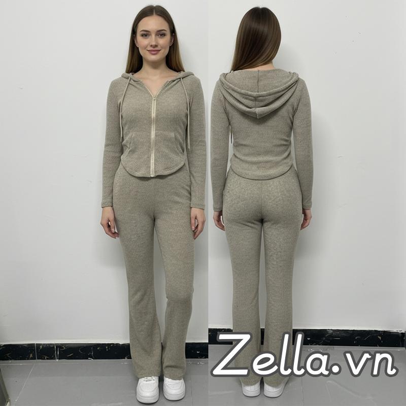Trang phục mùa thu dành cho nữ: Bộ áo hoodie và quần loe