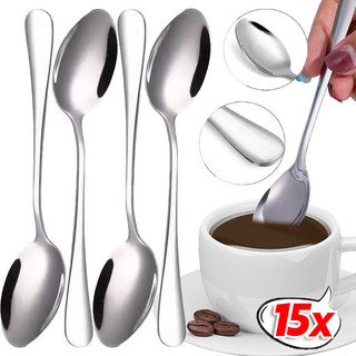 5 / 10 / 15 Chiếc Thìa Tay Cầm Dài Bằng Thép Không Gỉ - Thìa Tráng Miệng Bạc Dày Dao Kéo Nhà Bếp