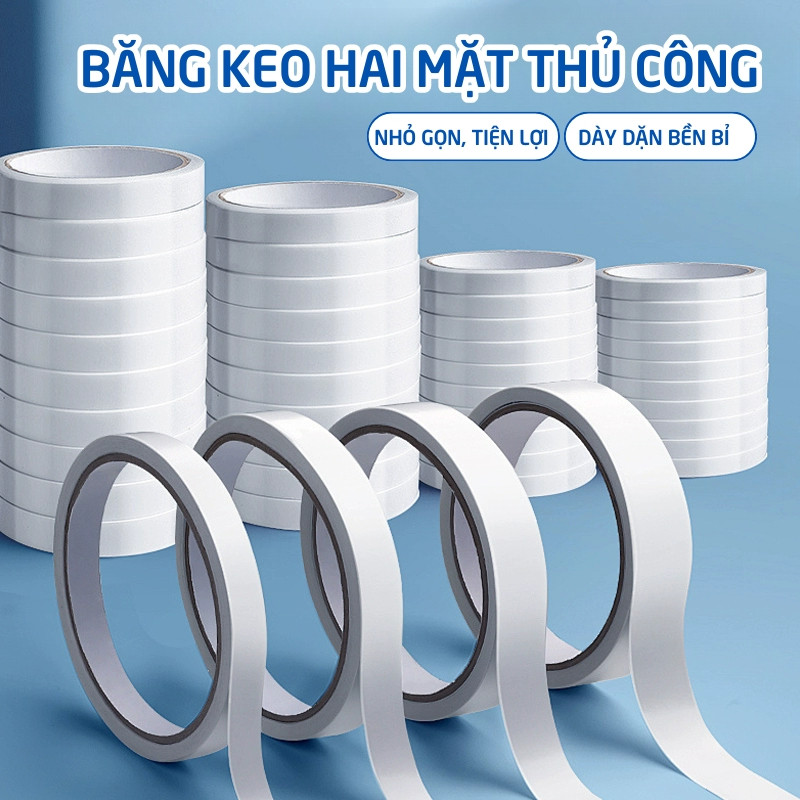 Băng Dính 2 Mặt Siêu Dính 10 Mét – Cuộn Băng Keo 2 Mặt Đa Năng Dán Bền Bỉ Cho Văn Phòng Và Làm Đồ Thủ Công