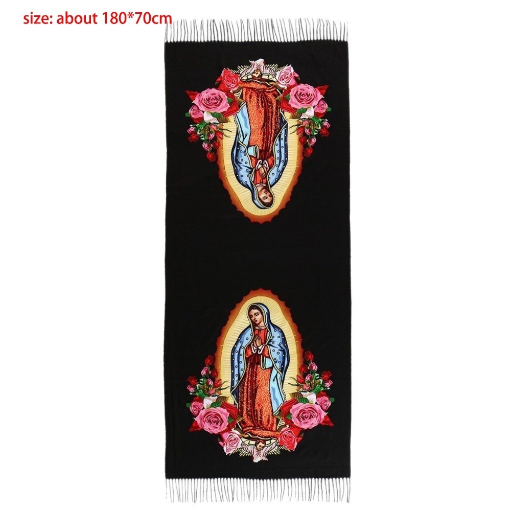Khăn quàng cổ MERIGGIARE, Yếm khăn quàng cổ ấm in hình Đức Trinh Nữ Guadalupe, Khăn choàng chống gió đa năng chống lạnh cho nữ