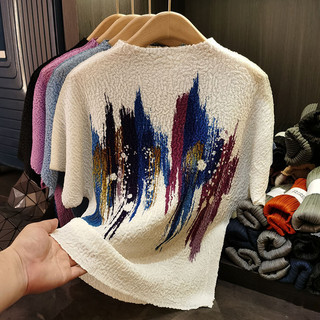 Miyake Xếp Ly Màu Tie-Dye In Hình Nữ Màu Gradient Tay Ngắn T-