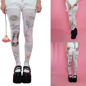 Treeling Phong Cách Nhật Bản Phong Cách Quần Legging Opaque Đen Hàng Dệt Kim Thoáng Khí Ẩm Xẻ Quần Ngọt Ngào Edgy Tìm Kiếm