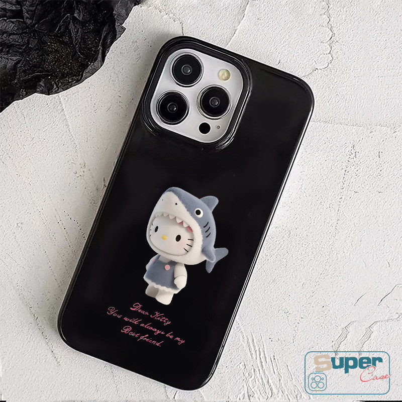 Ốp Lưng Tương Thích Cho IPhone 11 16 17 15 13 14 12 Pro Max Air 15 14 17 13 12 16 Pro 14 6s 7 8 16 15 Plus XR XS Max SE 2020 Thời Trang Dễ Thương Hello Kitty Cá Mập Chấm Bi Mũ mềm hình mèo
