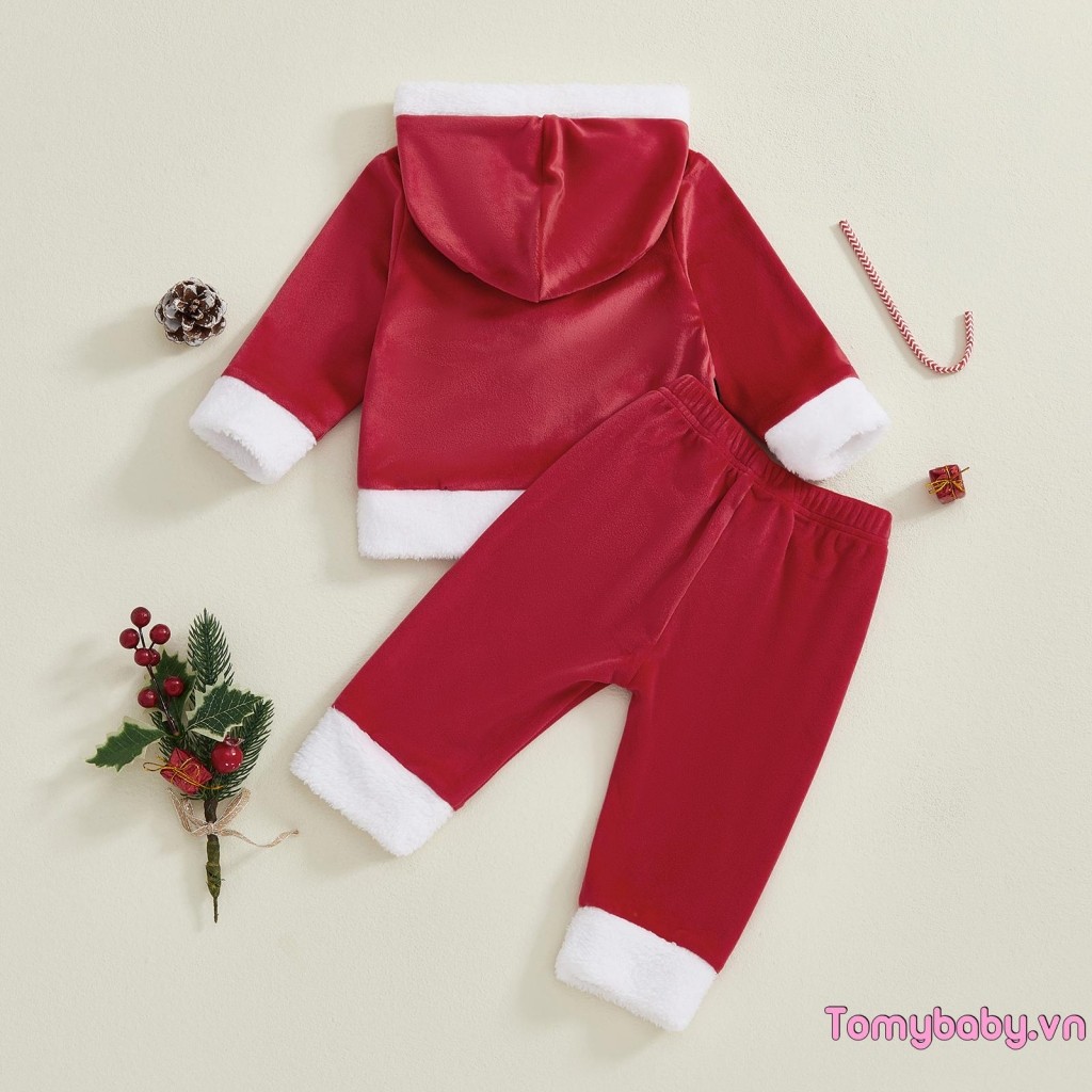 Bé Ông Già Noel Trang Phục Cho Bé Gái Bé Trai Dài Tay Có Mũ Trùm Đầu + Quần Trang Phục Giáng Sinh Trang Phục Hóa Trang