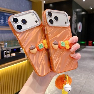 Ống Kính Kim Cương 3D Hoa Hồng Mọi Thứ Đi Tốt Màu Cam Wrsit Dây Đeo Ốp Lưng Điện Thoại iPhone 17Promax 16Promax 11 12 13 14 15 Pro Max 15Plus Chống Sốc Nữ Điện Thoại Di Động
