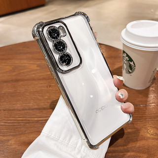 Ốp lưng OPPO Reno trong suốt viền kim loại chống sốc không ố vàng cho Reno 8 9 10 11 12 13 14 Pro 5G