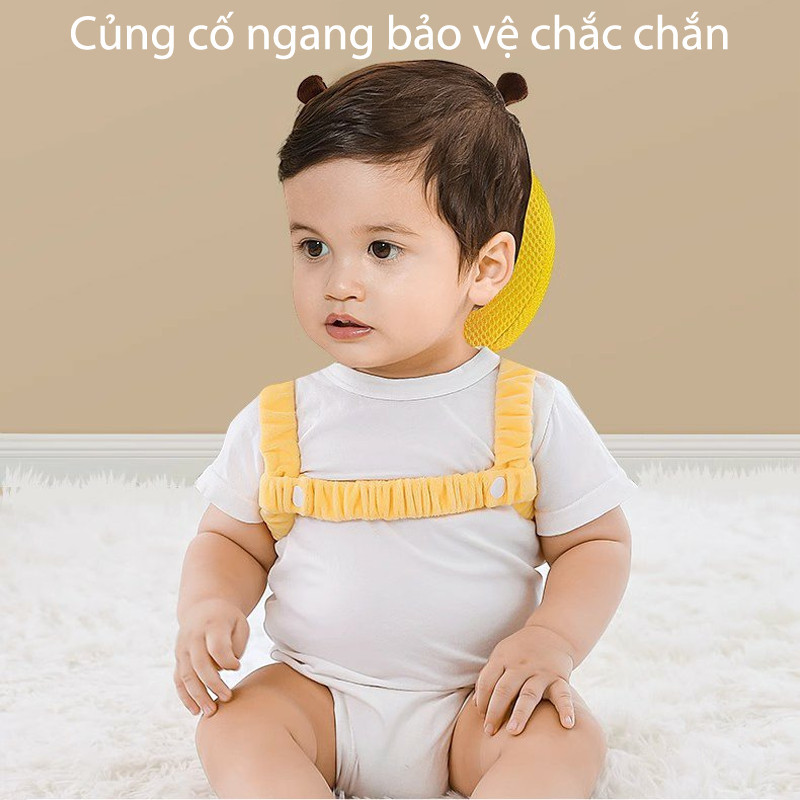 Gối Tập Đi Cho Bé Cỡ Lớn 36cm, Bảo Vệ Đầu Và Lưng Chống Ngã Hiệu Quả, An Toàn Cho Bé Tập Bò Tập Đi, Có Quai Đeo Êm Ái