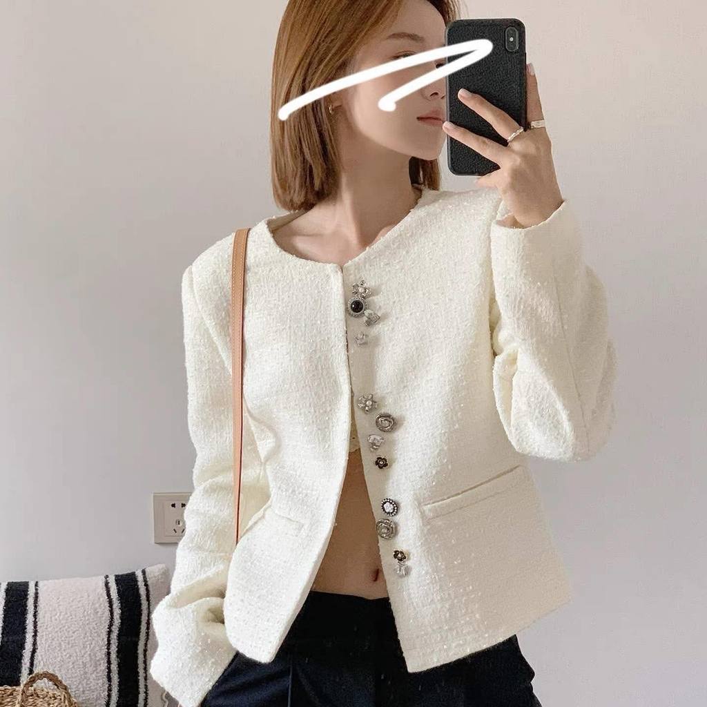 ÁO KHOÁC DẠ TWEED TRẮNG BE VEGACHANG V25300081XT