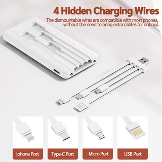 Pin dự phòng Goojodoq 10000mAh kèm 4 cáp dữ liệu và đèn báo; Thiết kế hoạt hình
