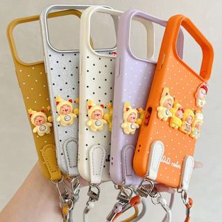 Dành Cho iPhone 17 Pro Max 2025 13 14 15 16 11 12 Ốp Lưng Bảo Vệ Điện Thoại Hoạt Hình Dễ Thương Gấp Đứng Đeo Ngang Dây Đeo