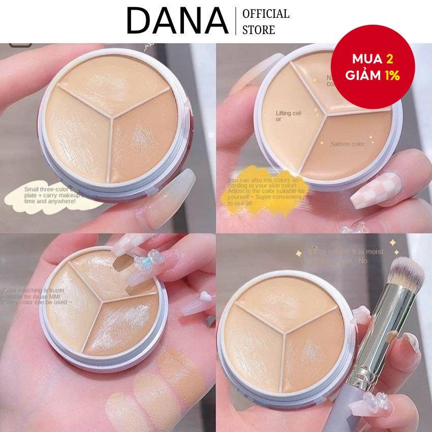 Bảng che khuyết điểm 3 màu, độ che phủ cao, nhiều màu sắc, bền lâu, nhẹ nhàng cho trang điểm mặt.