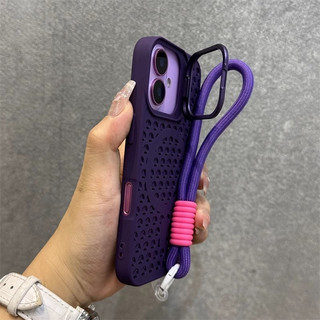Đi kèm dây buộc cho iPhone 17 16 Pro Max 15 Plus 14 13 12 11 Vỏ tản nhiệt Giá đỡ ống kính từ tính Vỏ bảo vệ silicon TPU Thẩm mỹ mềm Vỏ điện thoại chống sốc
