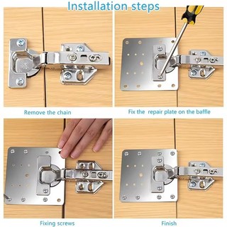4 / 8 / 12 Bộ tấm sửa chữa bản lề tủ bằng thép không gỉ - Tấm bản lề cửa ngăn kéo Giá đỡ cố định phẳng có vít