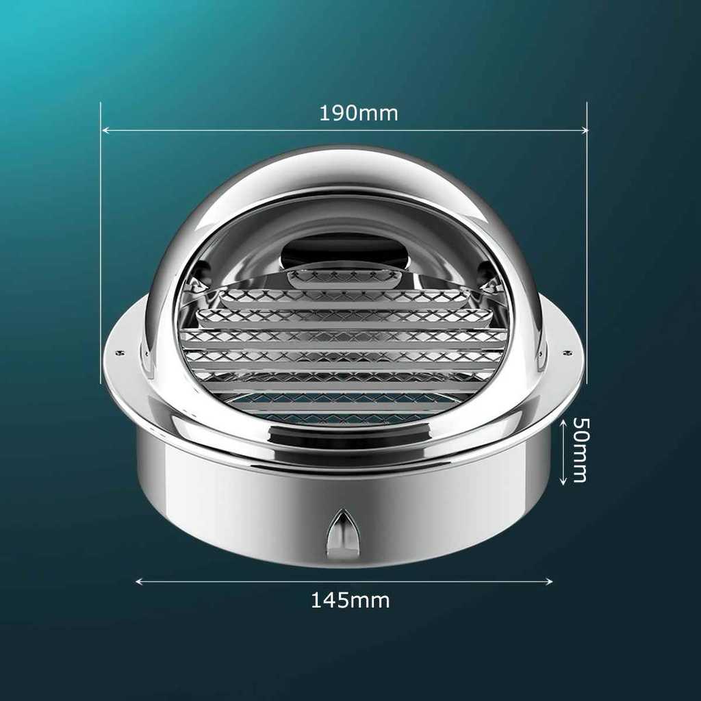 Phụ kiện hút mùi thông gió đường ống: Miệng gió ngoài trời inox 304 D100 D150