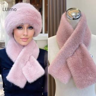 LUImo Nữ Mùa Đông Ấm Áp Làm Dày Cổ Chữ Thập Khăn Màu Trơn Giả Lạnh Khăn Thời Trang Mềm Lông Cổ Ấm Hơn SBS