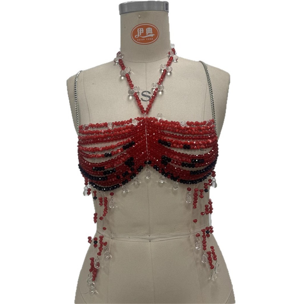 Áo vest và áo ngực đính cườm nhiều màu sắc, thời trang và gợi cảm