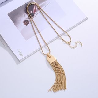 Vòng cổ tua rua mặt dây chuyền phong cách INS vàng bạc, phù hợp với áo len, thời trang cho nữ