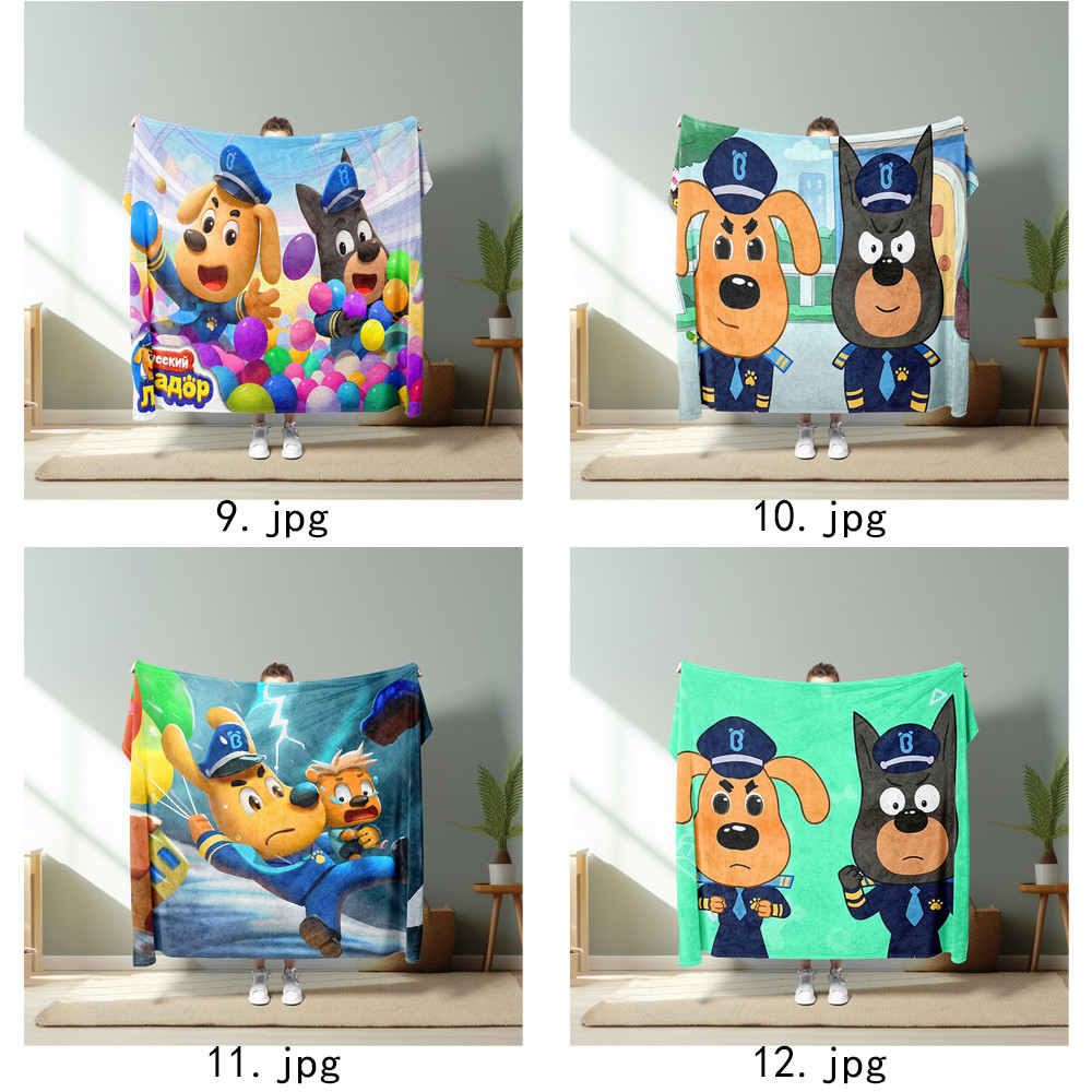 Chăn Flannel in hình một mặt Sheriff Labrador cho ghế Sofa, giường ngủ, văn phòng hoặc du lịch