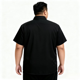 Áo sơ mi nam plus size oversize màu đen đơn giản, thoáng khí, phù hợp công sở