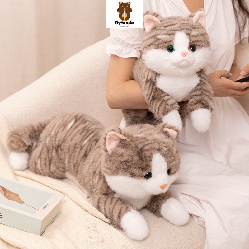 Nằm Mèo Sang Trọng Đồ Chơi Cho Bé Gái Bé Trai Đồ Chơi Trẻ Em Dễ Thương Mô Phỏng Mèo Sang Trọng Gối Búp Bê Thú Cưng Vui Vẻ Mèo Con Nhồi Bông Tựa Đầu Trang Trí Phòng Ngủ Mềm Mại Cho Bé Làm Dị Bạn Bè Quà Tặng Giáng Sinh