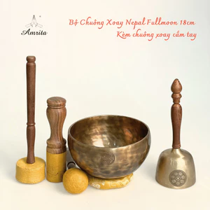 Bộ Chuông Xoay Nepal Fullmoon 18cm Kèm chuông xoay cầm tay - Bộ Chuông Xoay - CXNP103
