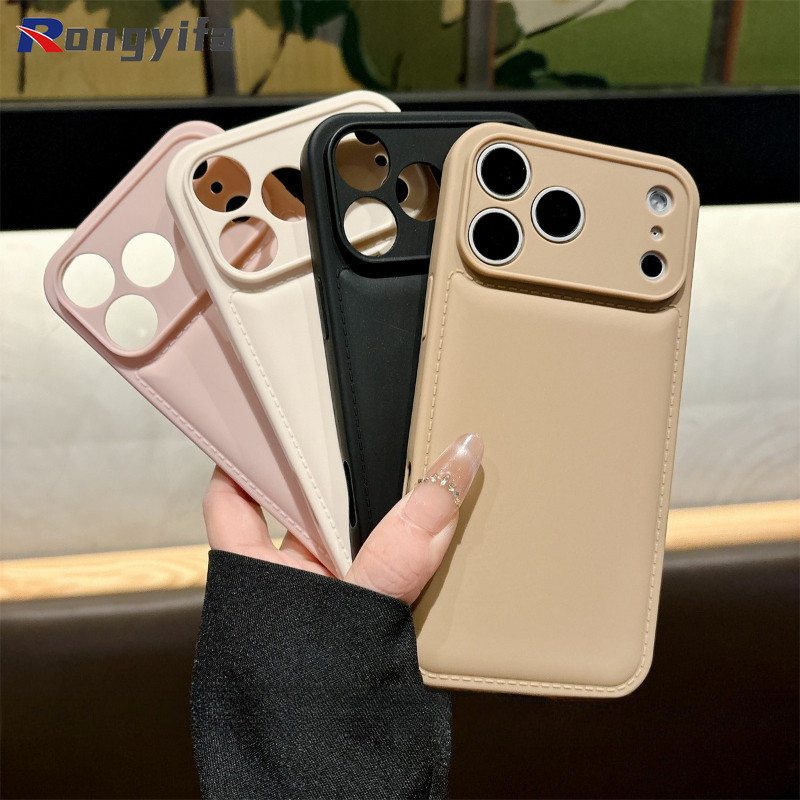 Ốp điện thoại phồng thời trang cho iPhone 17 Pro Max Air 16 Pro Max 15 14 13 12 11 Pro Max 16 15 14 Plus Vỏ màu trơn dễ thương Bảo vệ ống kính Vỏ mềm chống sốc