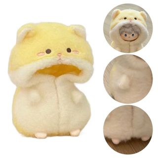 Quần áo búp bê PICESTADIO, Bộ đồ ngủ thu nhỏ 10cm màu vàng, Trò chơi thay đổi dễ thương Phim hoạt hình lông Hamster Doll Bộ đồ liền quần sang trọng