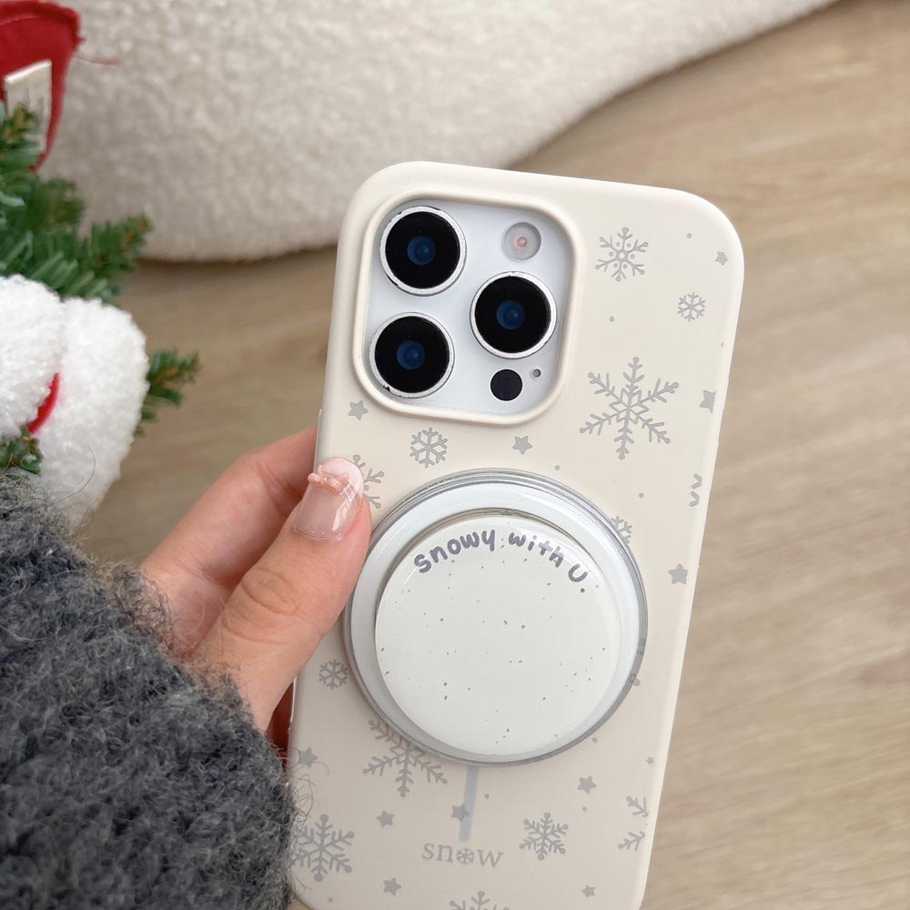 Ốp lưng TPU Tương thích với iPhone 13 14 14Pro 14ProMax 15 15Pro 15ProMax 16 16Pro 16ProMax 17 17Pro 17ProMax Vỏ nam châm họa tiết bông tuyết