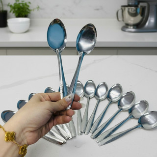 Combo 10 Muỗng Inox Cán Dài - Bộ 10 Thìa Inox 304 - Muỗng Ăn Cơm, Súp, Canh - Trường An VN