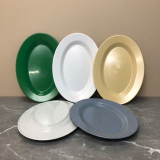 Đĩa nhựa - đĩa hột xoài - dĩa bầu dục melamine màu vàng kem, trắng, xanh lá - Trường An VN