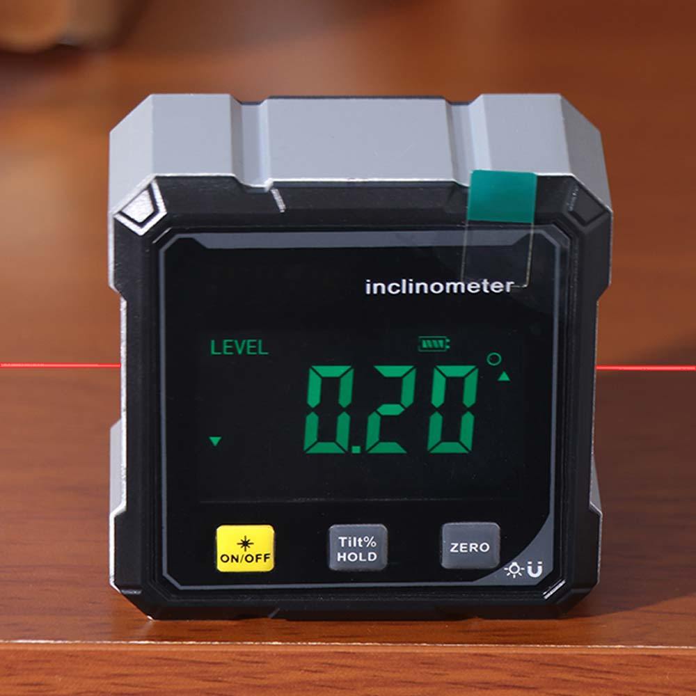 Máy đo góc hiển thị JSJING, Máy đo góc đo độ chính xác bốn mặt, Máy đo góc hiển thị kỹ thuật số nhỏ gọn 360 độ Laser cấp điện tử