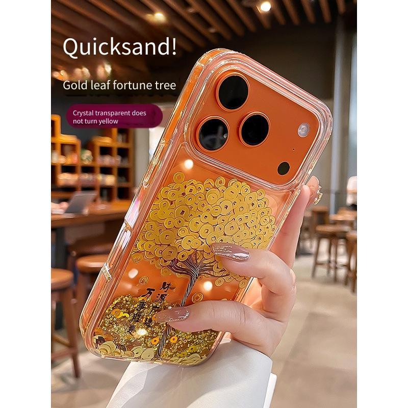 Ốp Điện Thoại IPhone 17 Pro max Chảy Sofa Fortune Tree 16Pro 17Air Lá Vàng Đồng Xu 15 PM Trong Suốt Chống Sốc 14 Vỏ Bảo Vệ