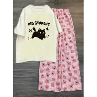 SÉT BỘ ĐỒ NỮ QUẦN HEO HỒNG + PHỐI ÁO PHÔNG TAY NGẮN MÙA HÈ --thuba94