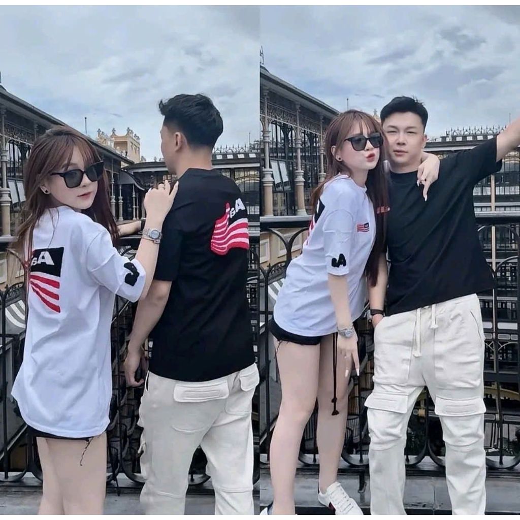 Áo Thun Nữ Form chuẩn - Áo Phông Cổ Tròn Tay Ngắn Basic Cotton -cờ mỹ aa