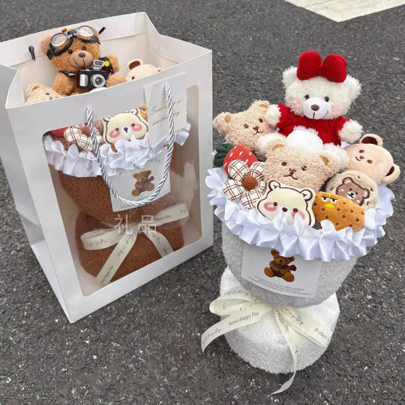 Gấu Bông Sang Trọng Búp Bê Bó Hoa Nhân Tạo Hoa Sáng Tạo Hoa Giáng Sinh Valentine Quà Tặng Sinh Nhật Cho Bé Gái Bạn Gái