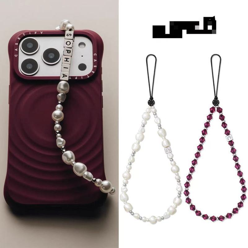 Phong Cách Mới Màu Sắc Mới Sangrou Thạch Anh Tím Trong Suốt Điện Thoại Di Động Dây Xích Bạc Trắng Đính Hạt Đồ Trang Trí Dây Treo Nữ Chống Mất