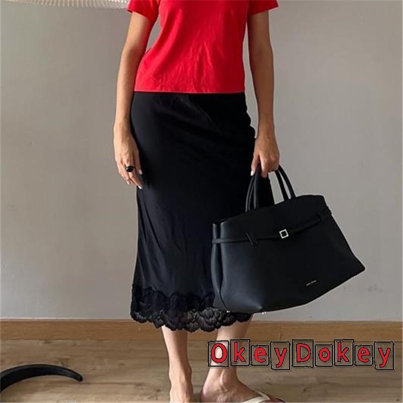 Đầm midi satin thanh lịch cho nữ, màu trơn, ôm vừa vặn với viền ren sang trọng