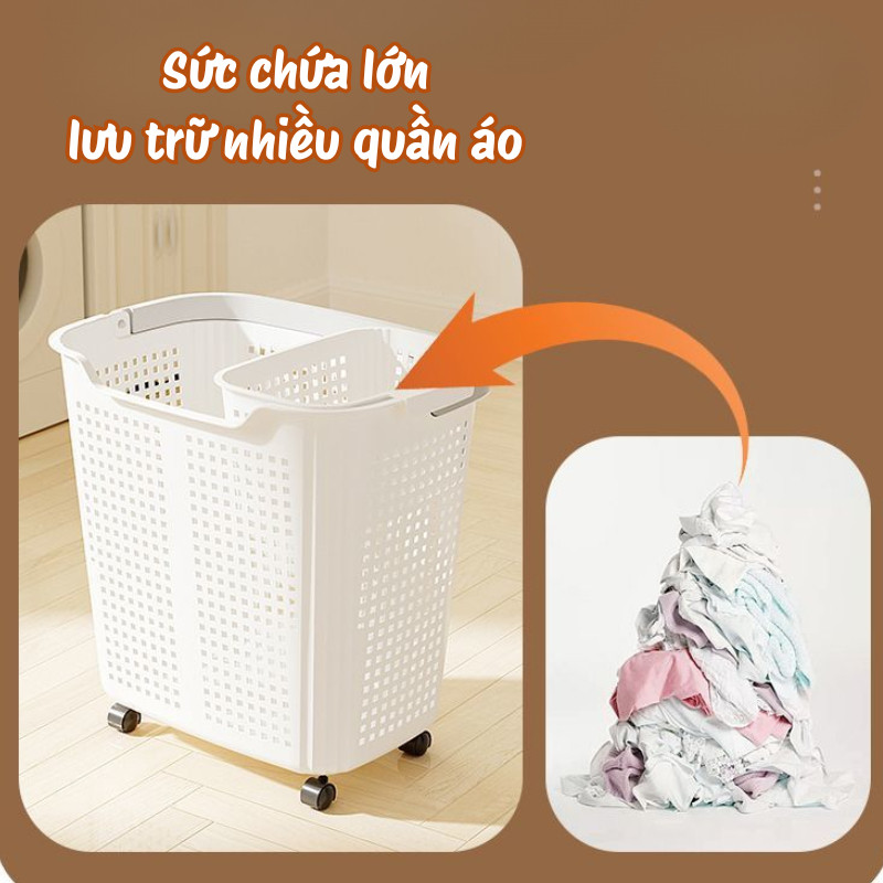 Giỏ Đựng Quần Áo Có Bánh Xe Nhà Tắm, Giỏ Nhựa Đựng Đồ Quai Xách