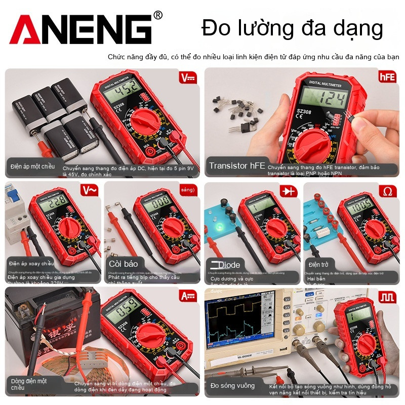 Bút Thử Điện Đồng Hồ Vạn Năng Đồng Hồ Đo Điện Ampe Kìm Mini Kỹ Thuật Số Đa Chức Năng Bảo Trì Điện